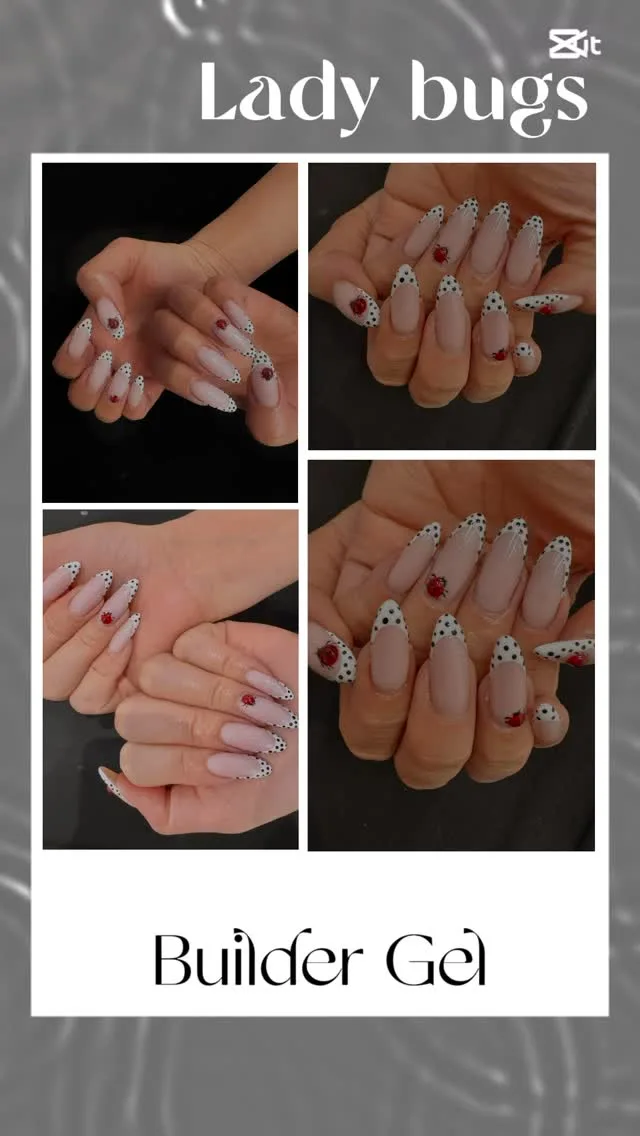 Ladybird polka-dot French nails — Builder Gel technique